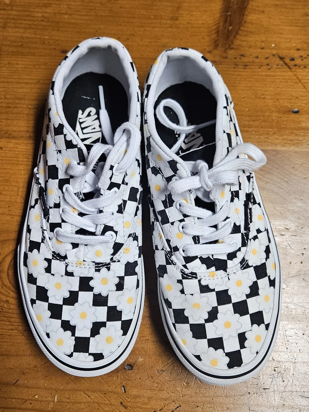 Vans Kids Checkerboard Daisy Sneakers - White/Black